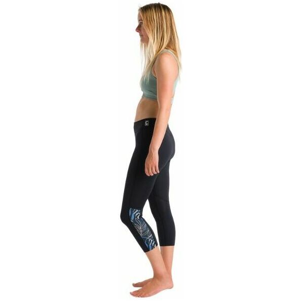2025 C-Skins Womens Solace 1.5mm Flatlock 3/4 Wetsuit Leggings C-SO15LE34 - Raven Black / Tropical